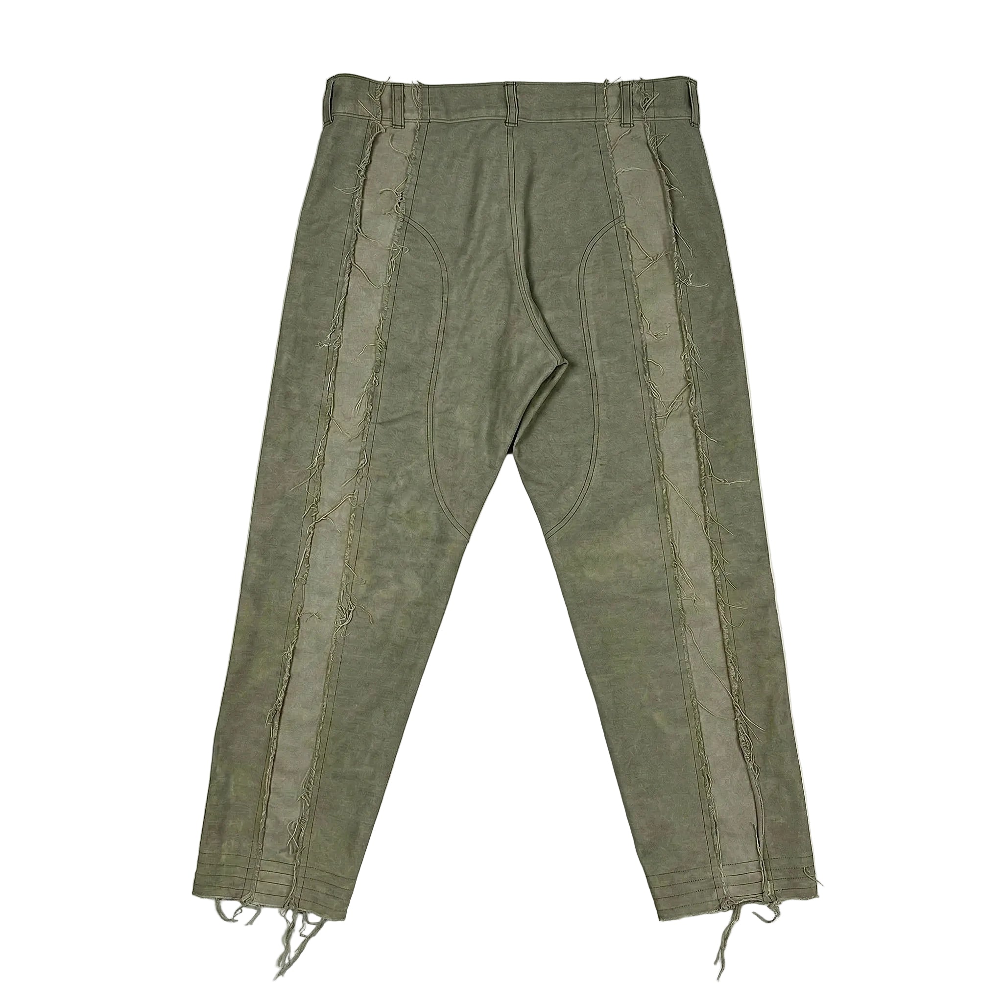 Distressed Denim Pants Olive