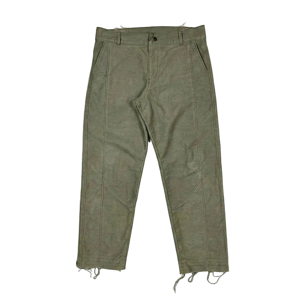 Distressed Denim Pants Olive