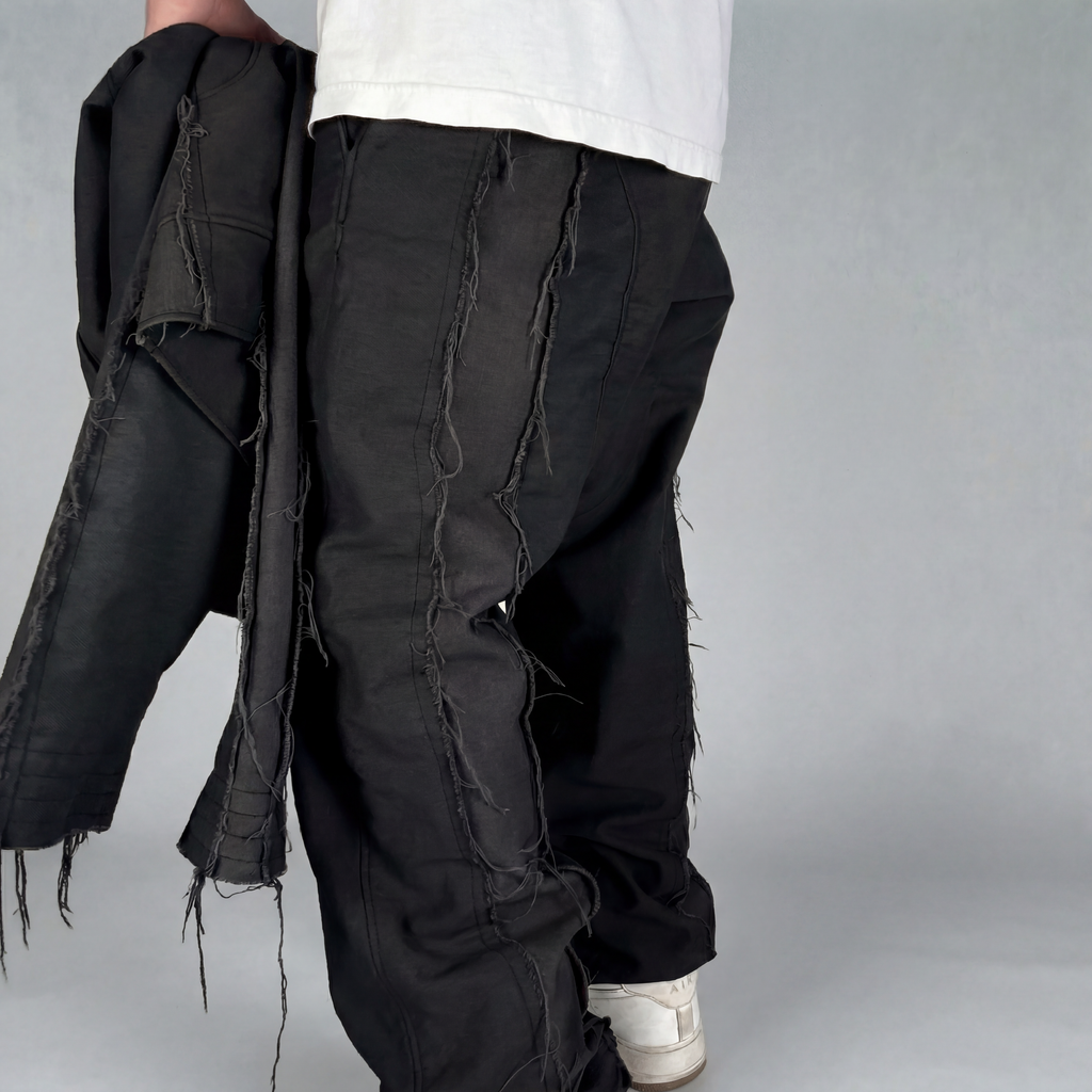 Distressed Denim Pants Black