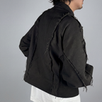 Distressed Denim Jacket Black