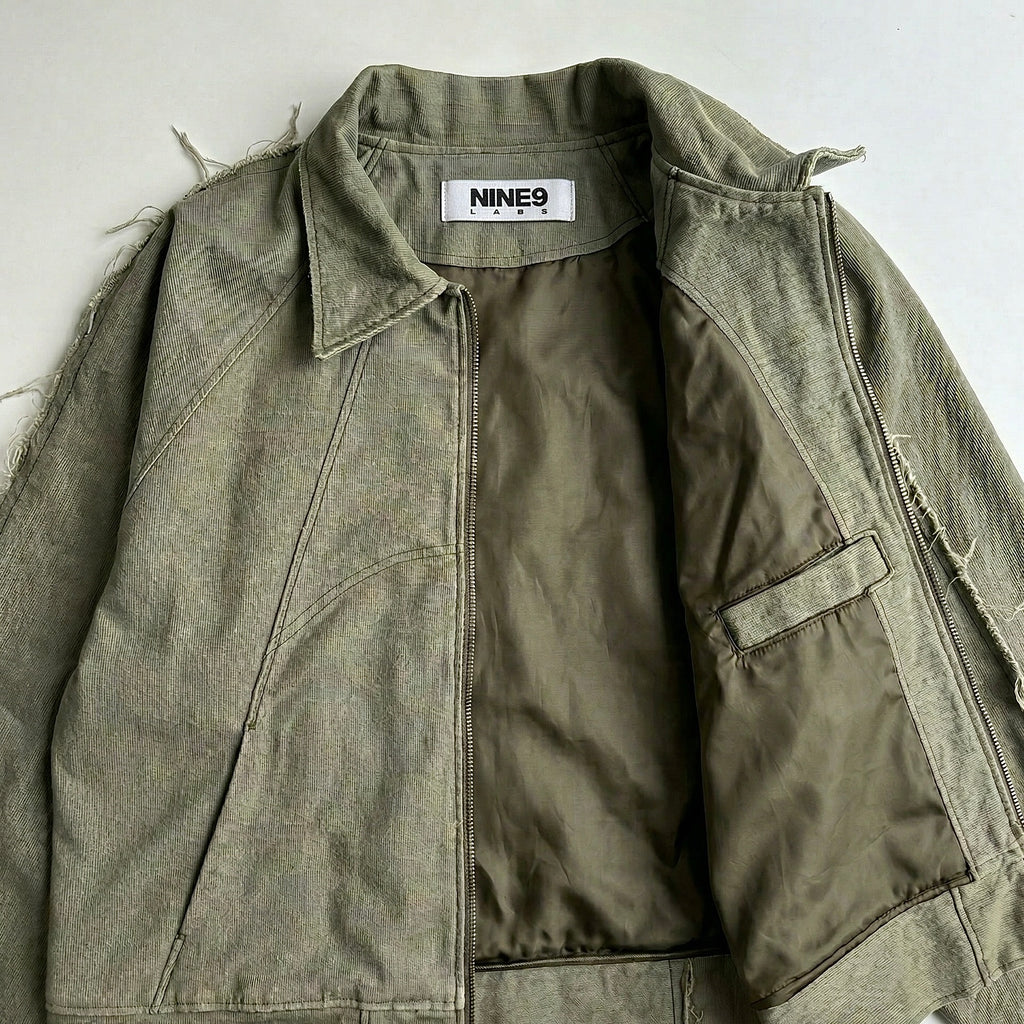 Distressed Denim Jacket Olive