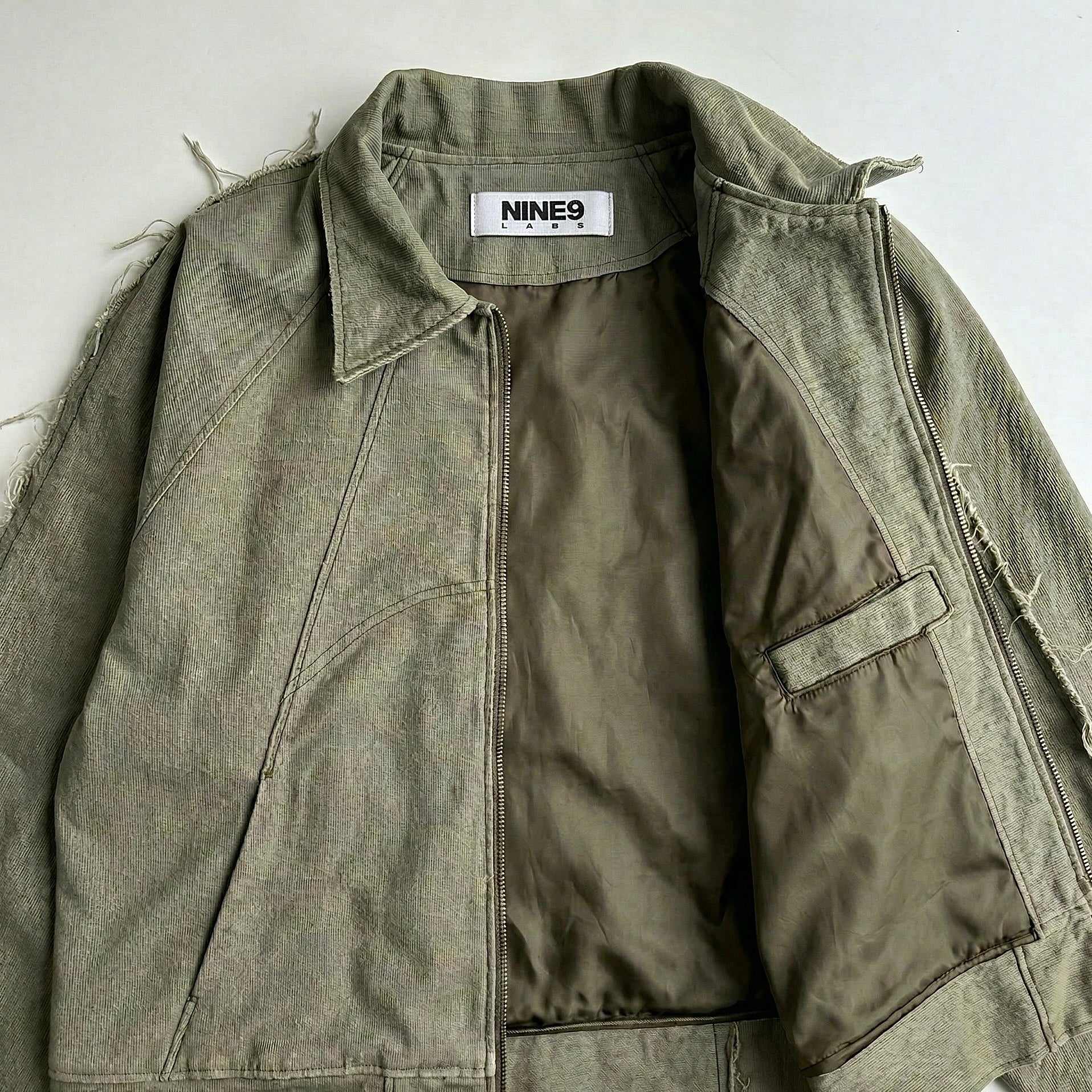 Distressed Denim Jacket Olive