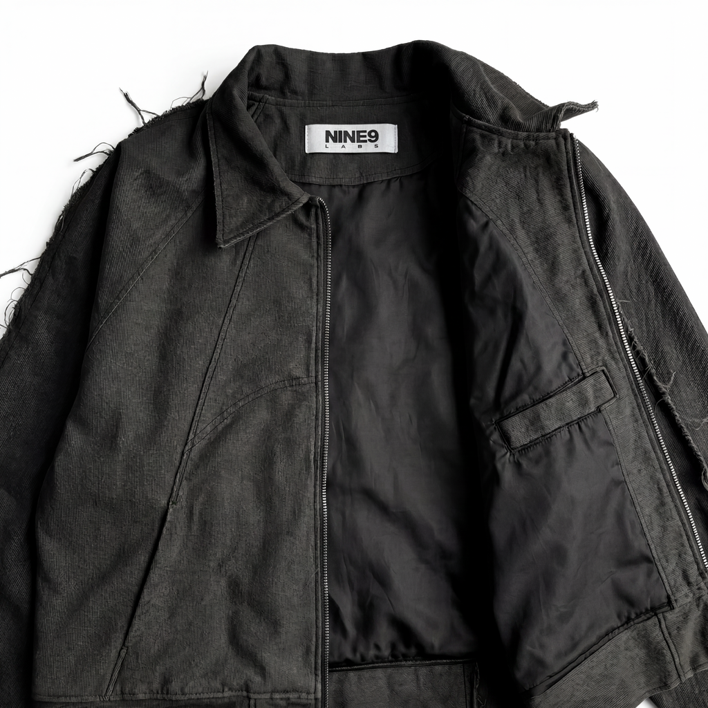 Distressed Denim Jacket Black