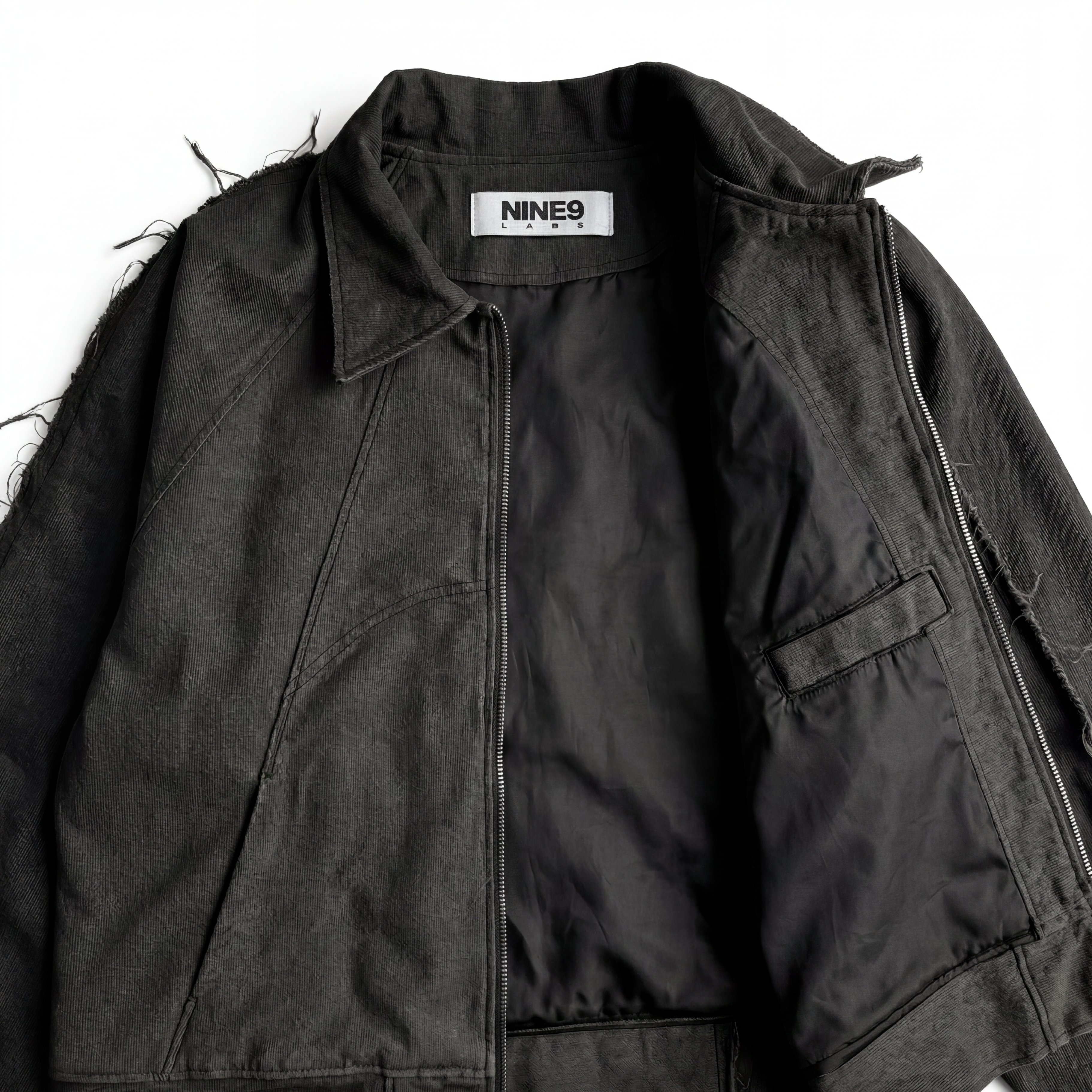 Distressed Denim Jacket Black