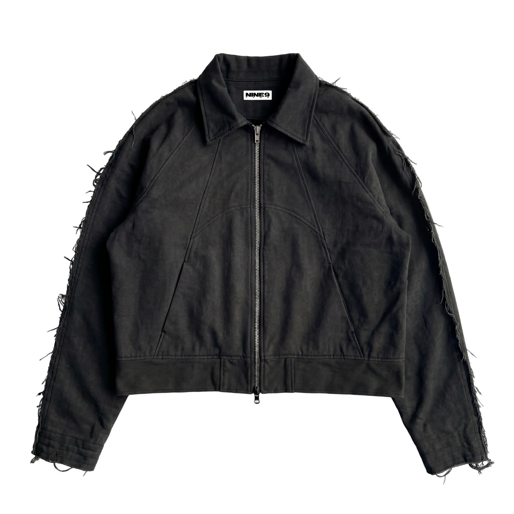 Distressed Denim Jacket Black