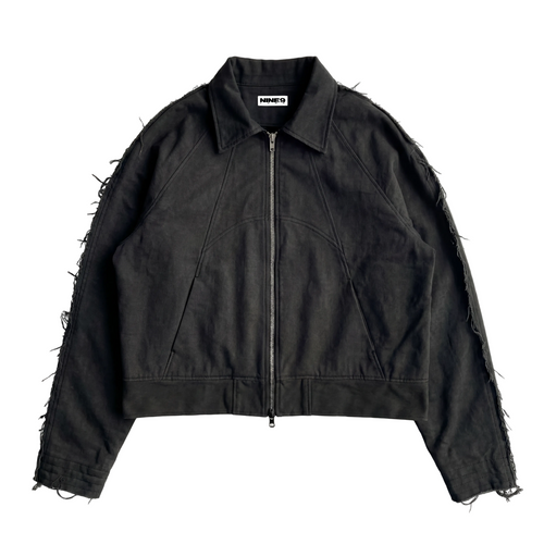 Distressed Denim Jacket Black