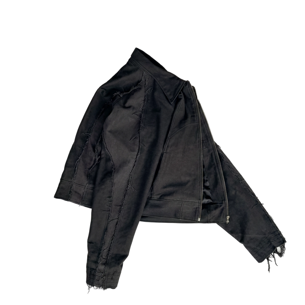 Distressed Denim Jacket Black