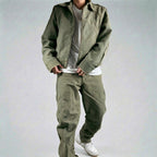 Distressed Denim Jacket Olive