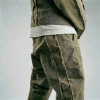Distressed Denim Pants Olive