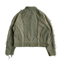 Distressed Denim Jacket Olive
