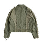 Distressed Denim Jacket Olive
