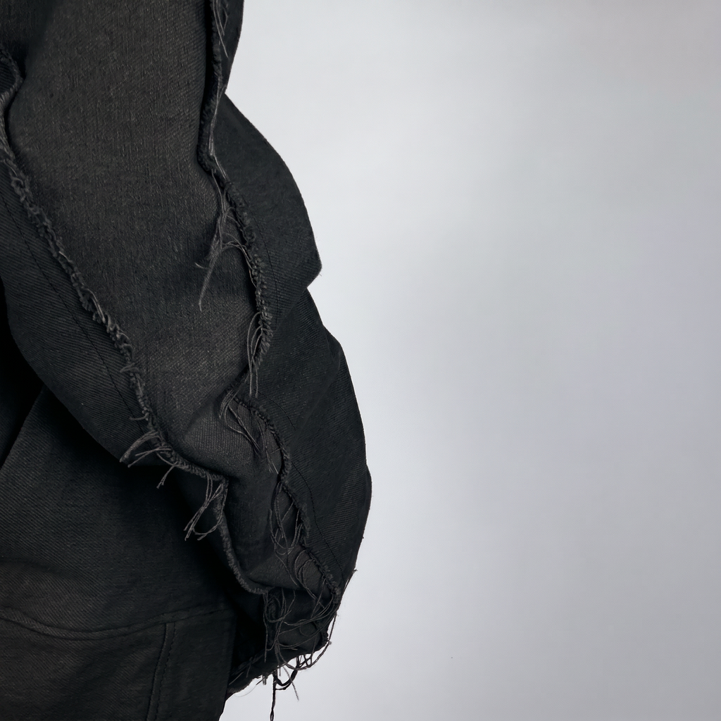 Distressed Denim Jacket Black