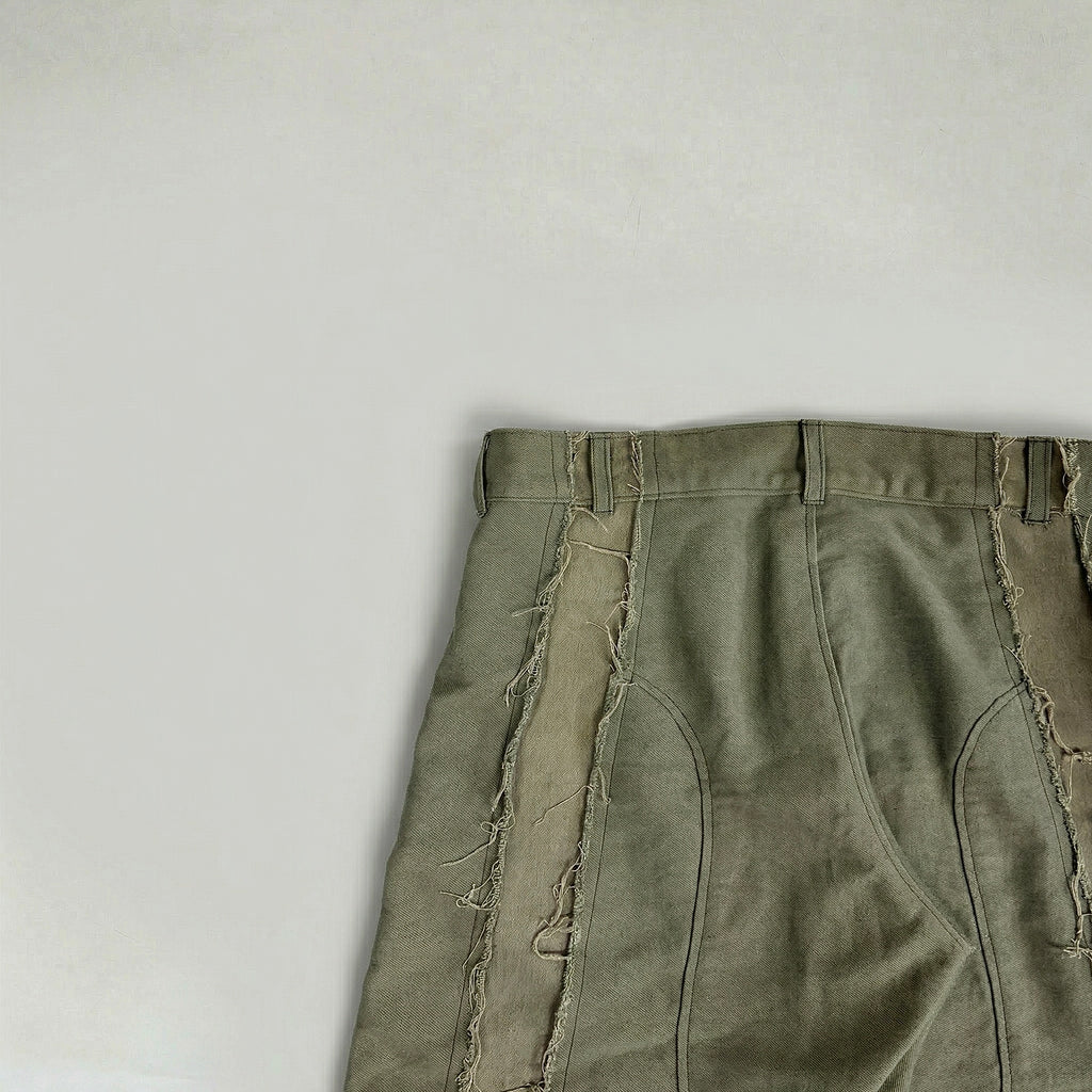 Distressed Denim Pants Olive