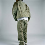 Distressed Denim Jacket Olive